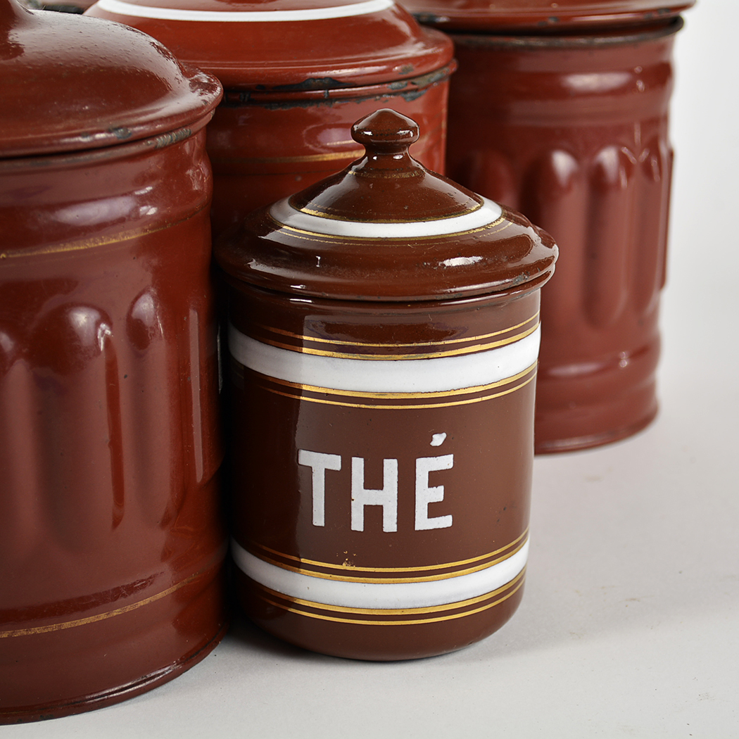 Vintage French Enamelware Canisters