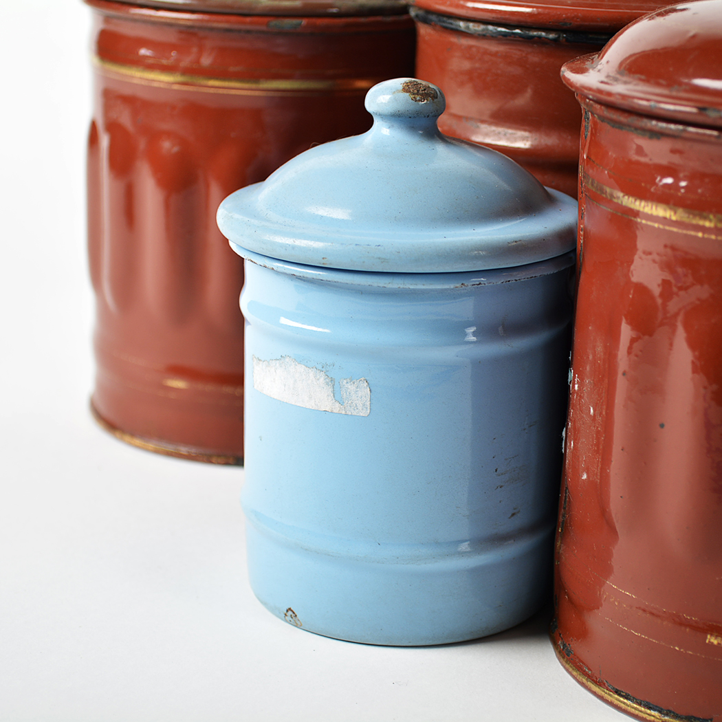 Vintage French Enamelware Canisters