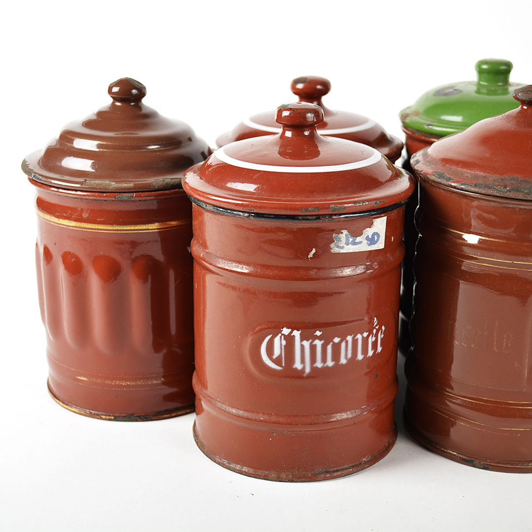 Vintage French Enamelware Canisters