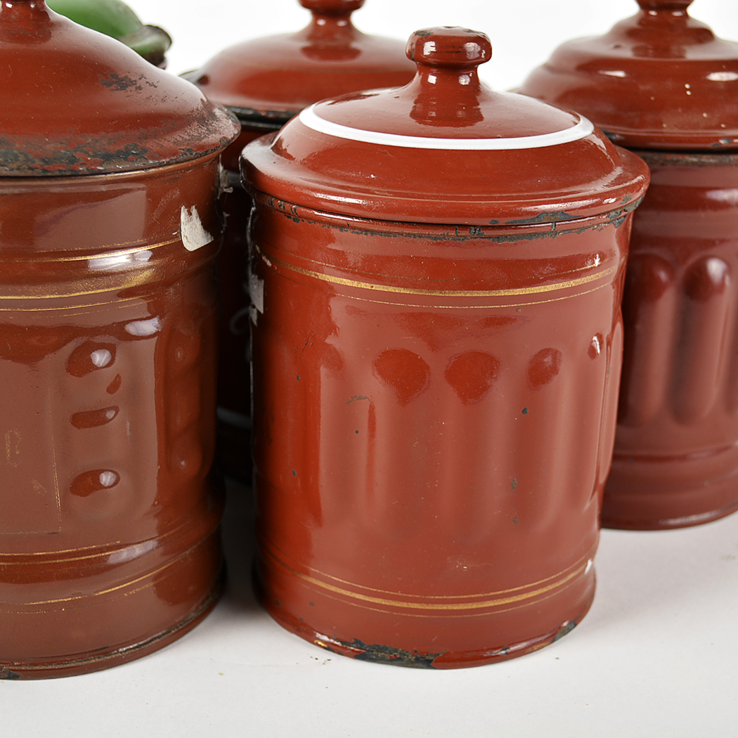 Vintage French Enamelware Canisters