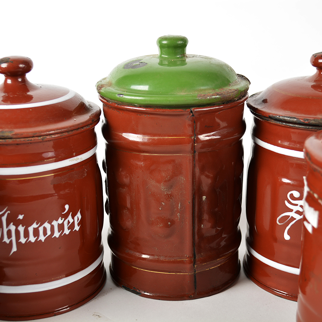 Vintage French Enamelware Canisters