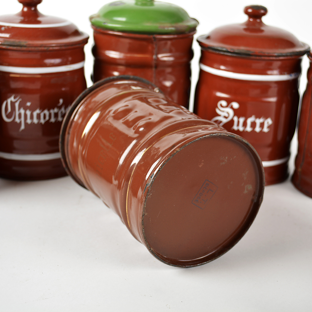 Vintage French Enamelware Canisters