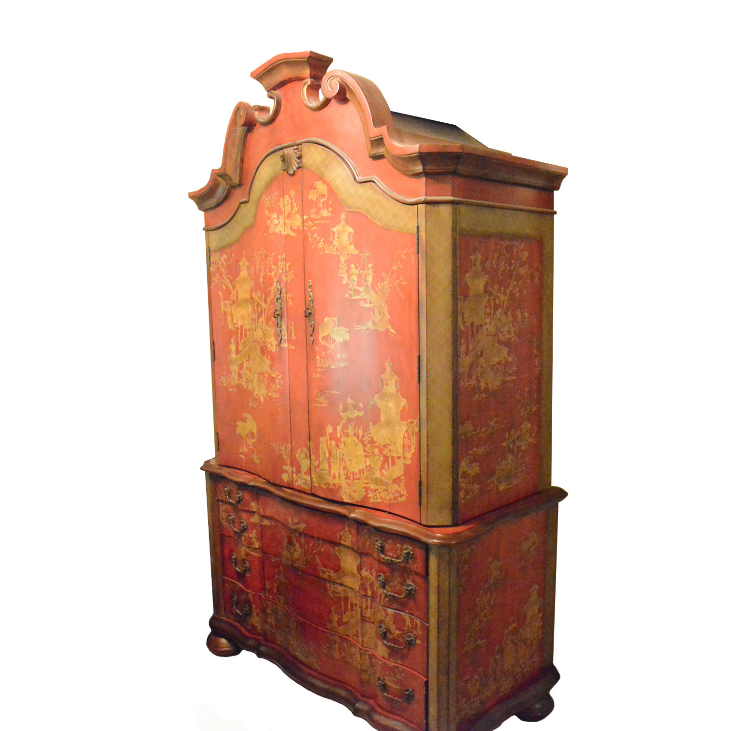 Red Asian Inspired Media Armoire
