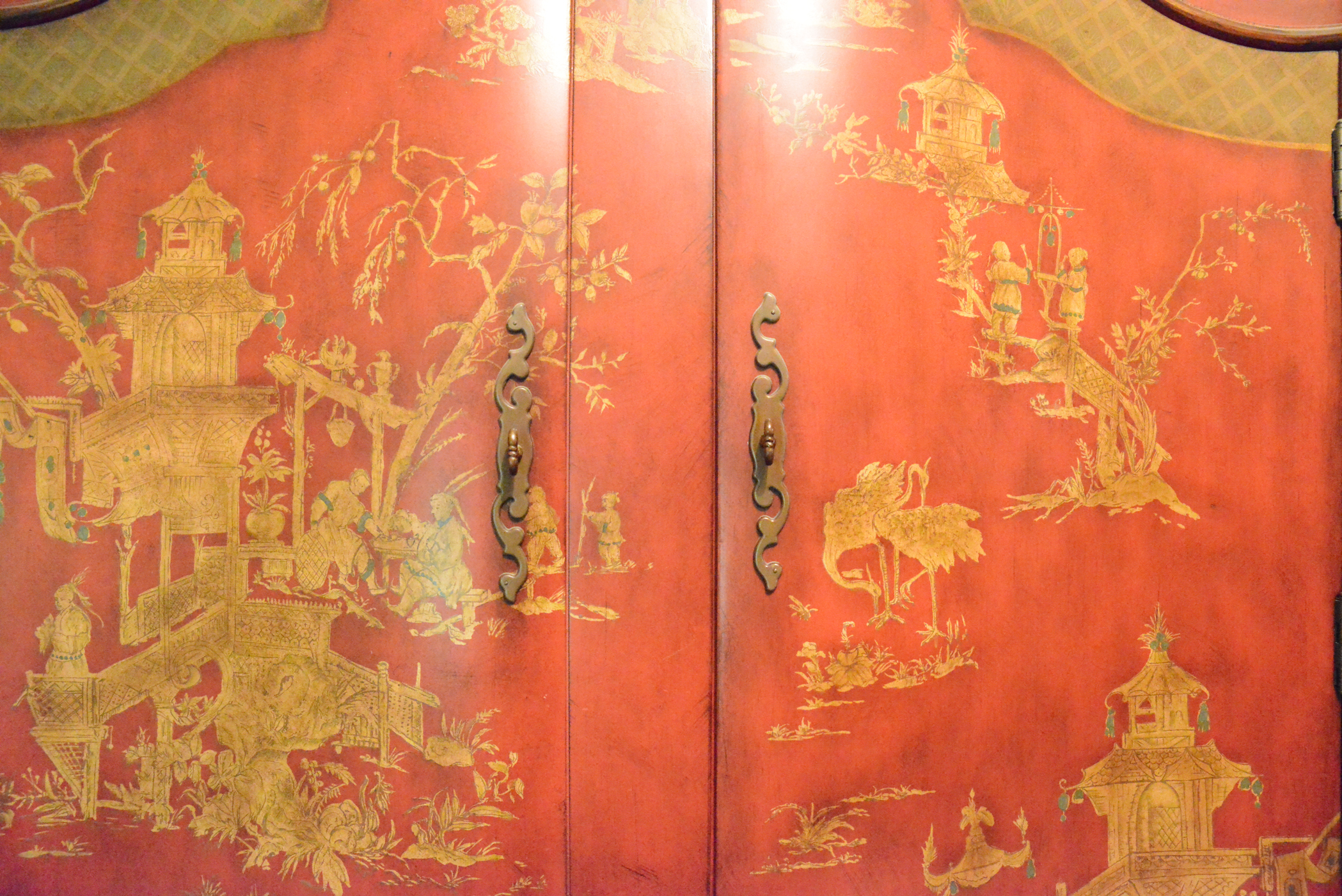 Red Asian Inspired Media Armoire