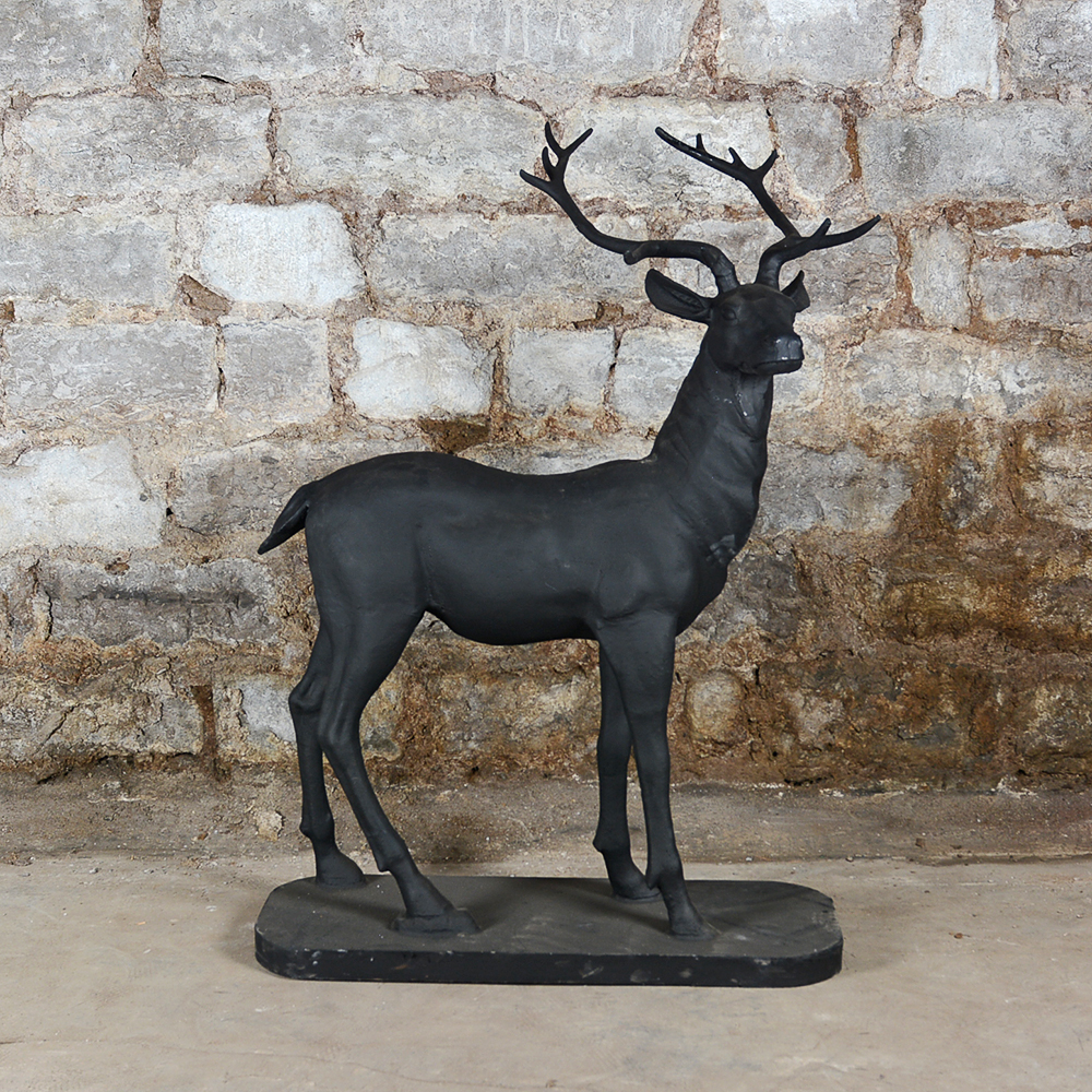 Large Metal Deer Statue with Charcoal Finish