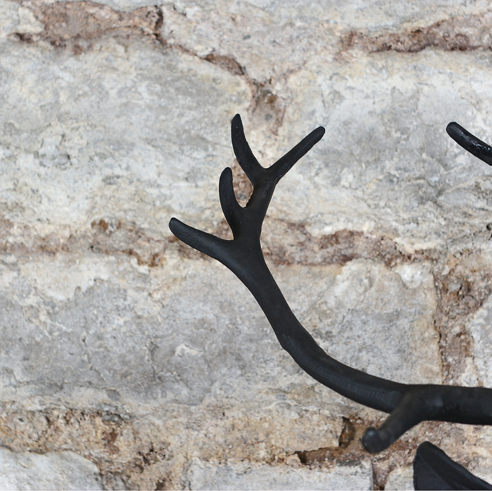 Large Metal Deer Statue with Charcoal Finish