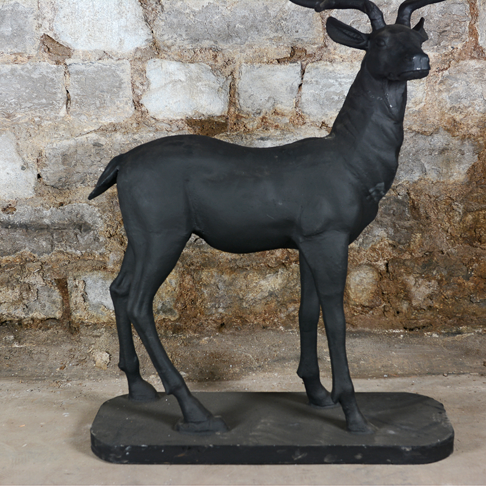 Large Metal Deer Statue with Charcoal Finish