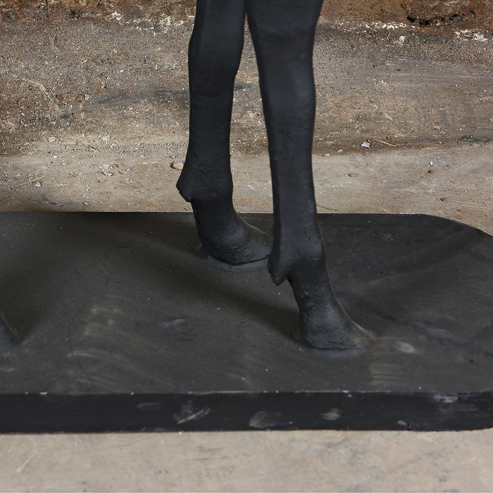 Large Metal Deer Statue with Charcoal Finish