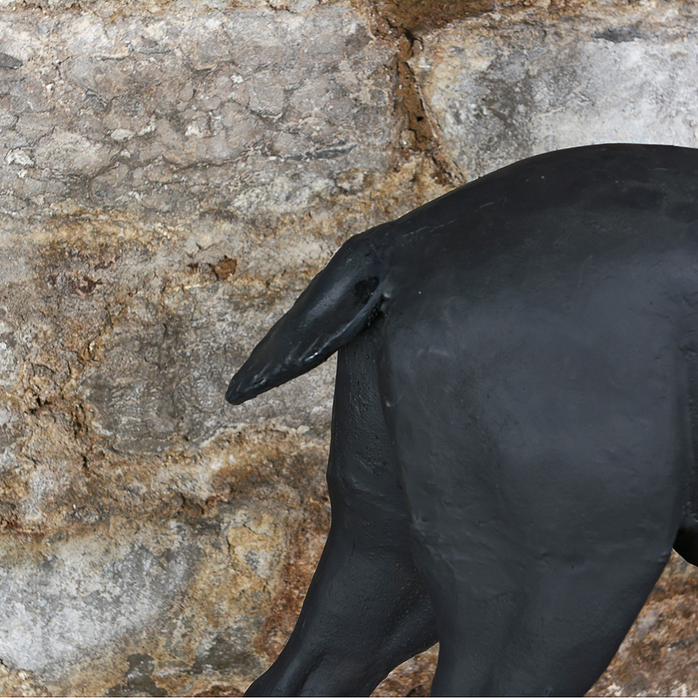 Large Metal Deer Statue with Charcoal Finish