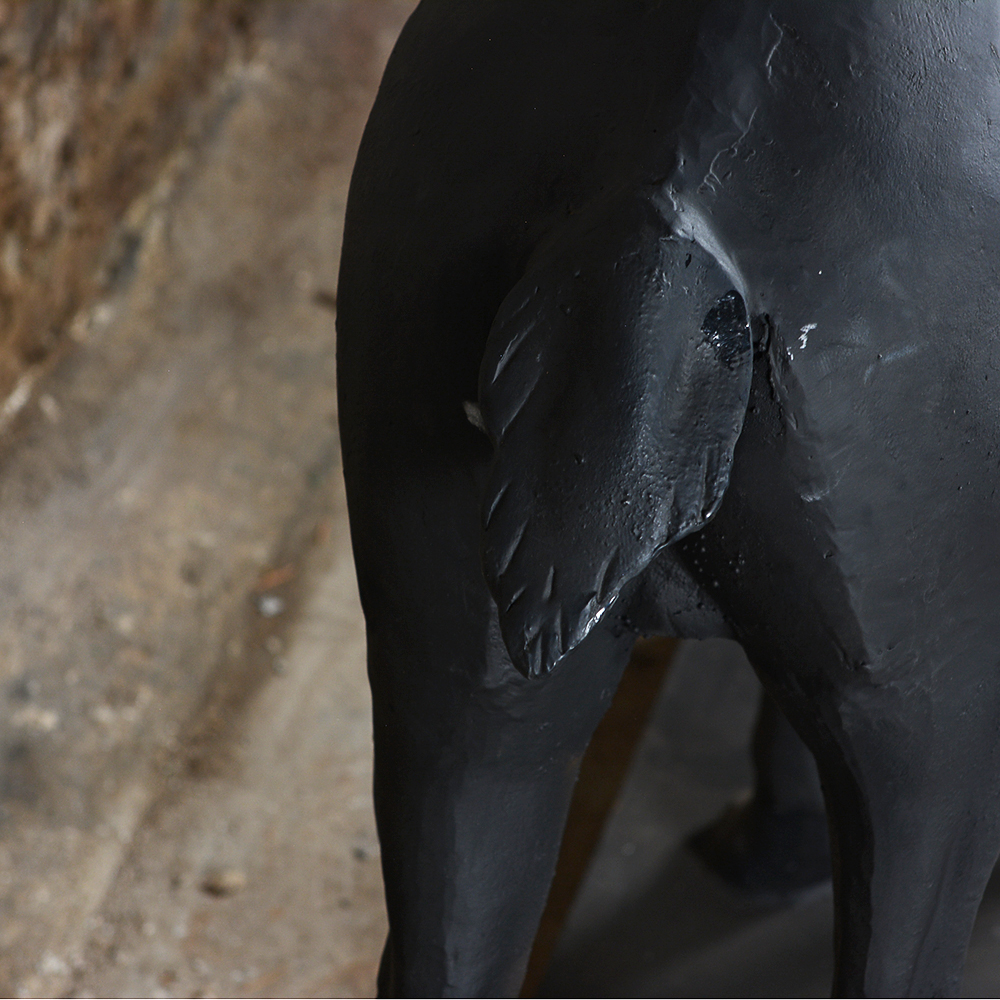 Large Metal Deer Statue with Charcoal Finish