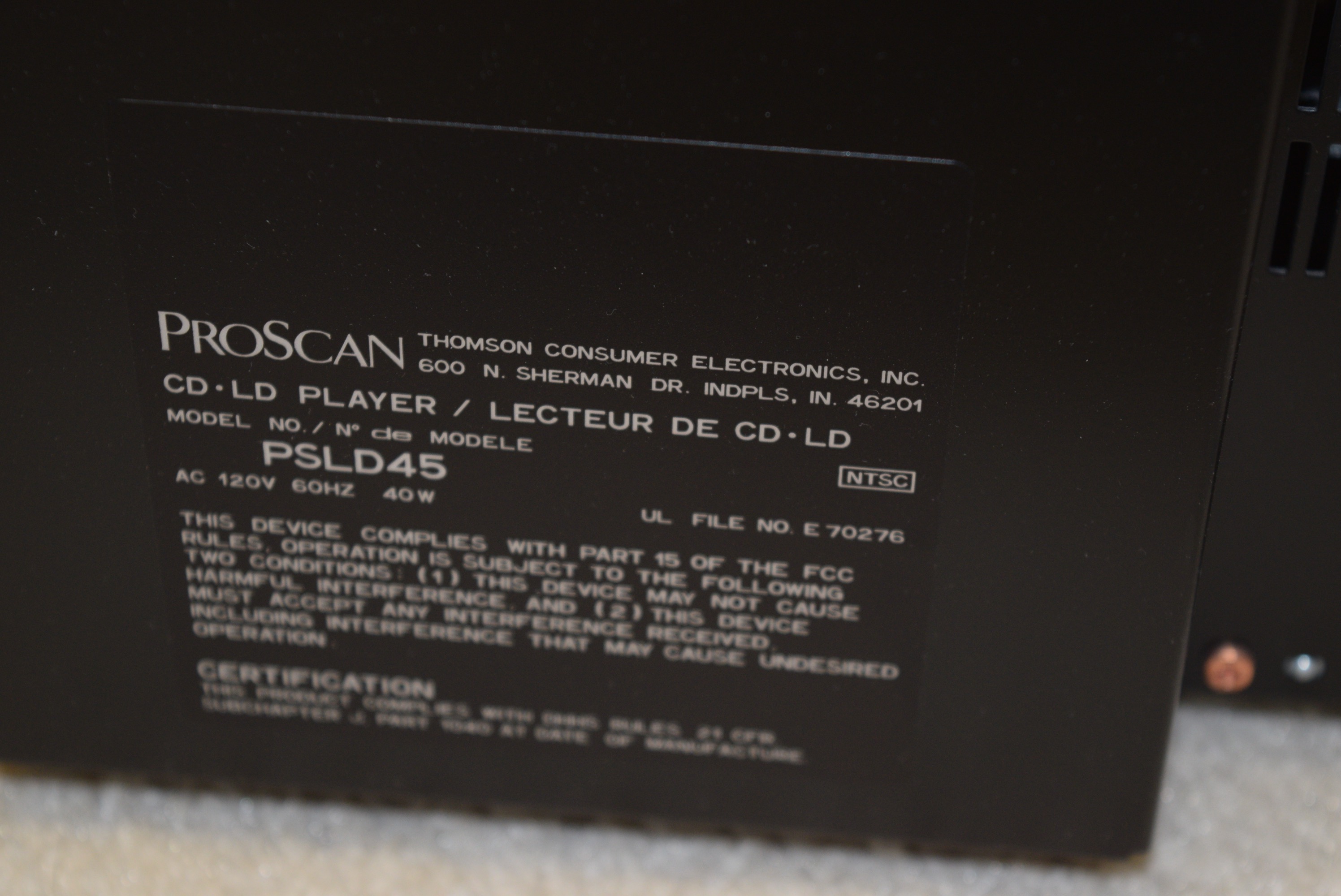 ProScan Laser Disc and CD Player with Laser Discs