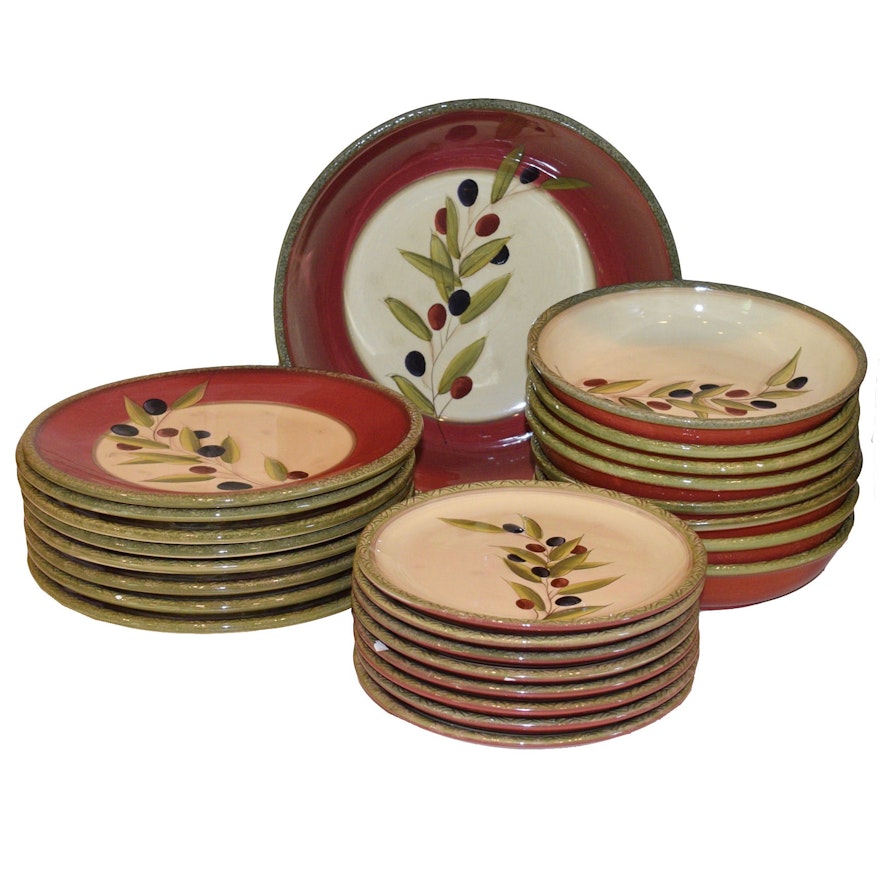 Clay Art 'Antique Olive' Hand Painted Dinnerware