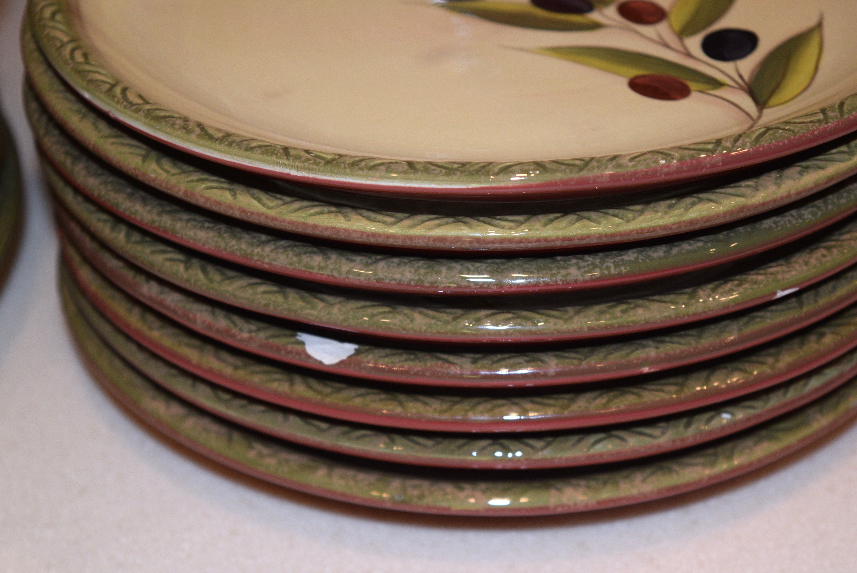 Clay Art 'Antique Olive' Hand Painted Dinnerware