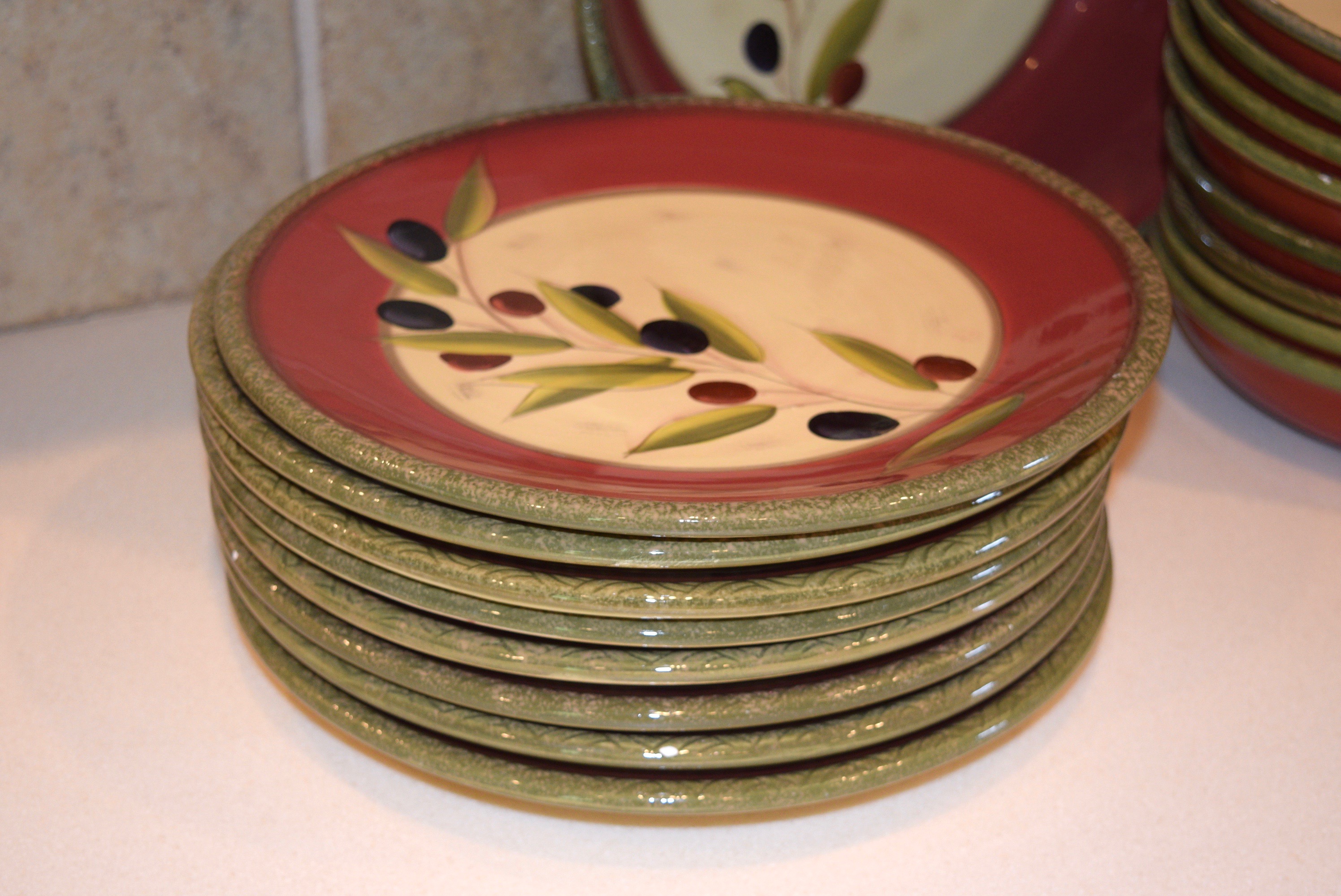Clay Art 'Antique Olive' Hand Painted Dinnerware