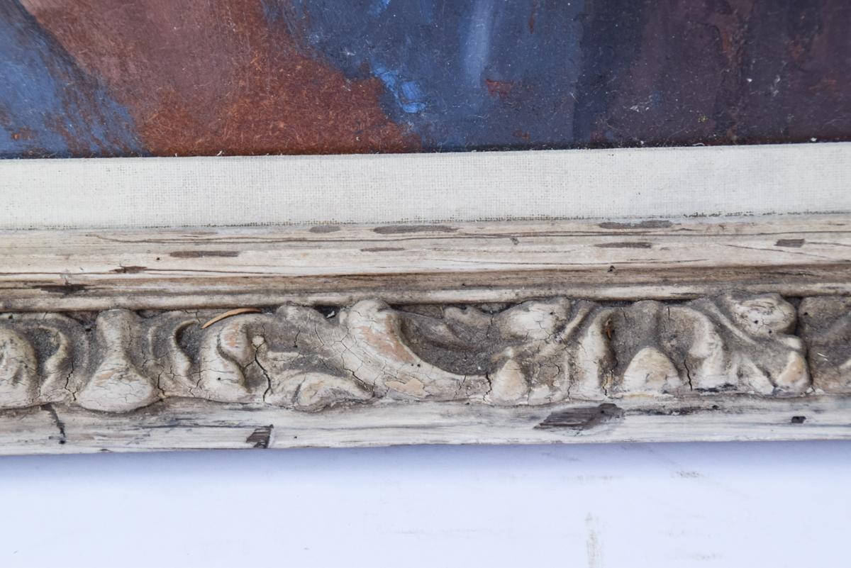 Flora Clendenin Vintage Oil Painting of an Embracing Couple