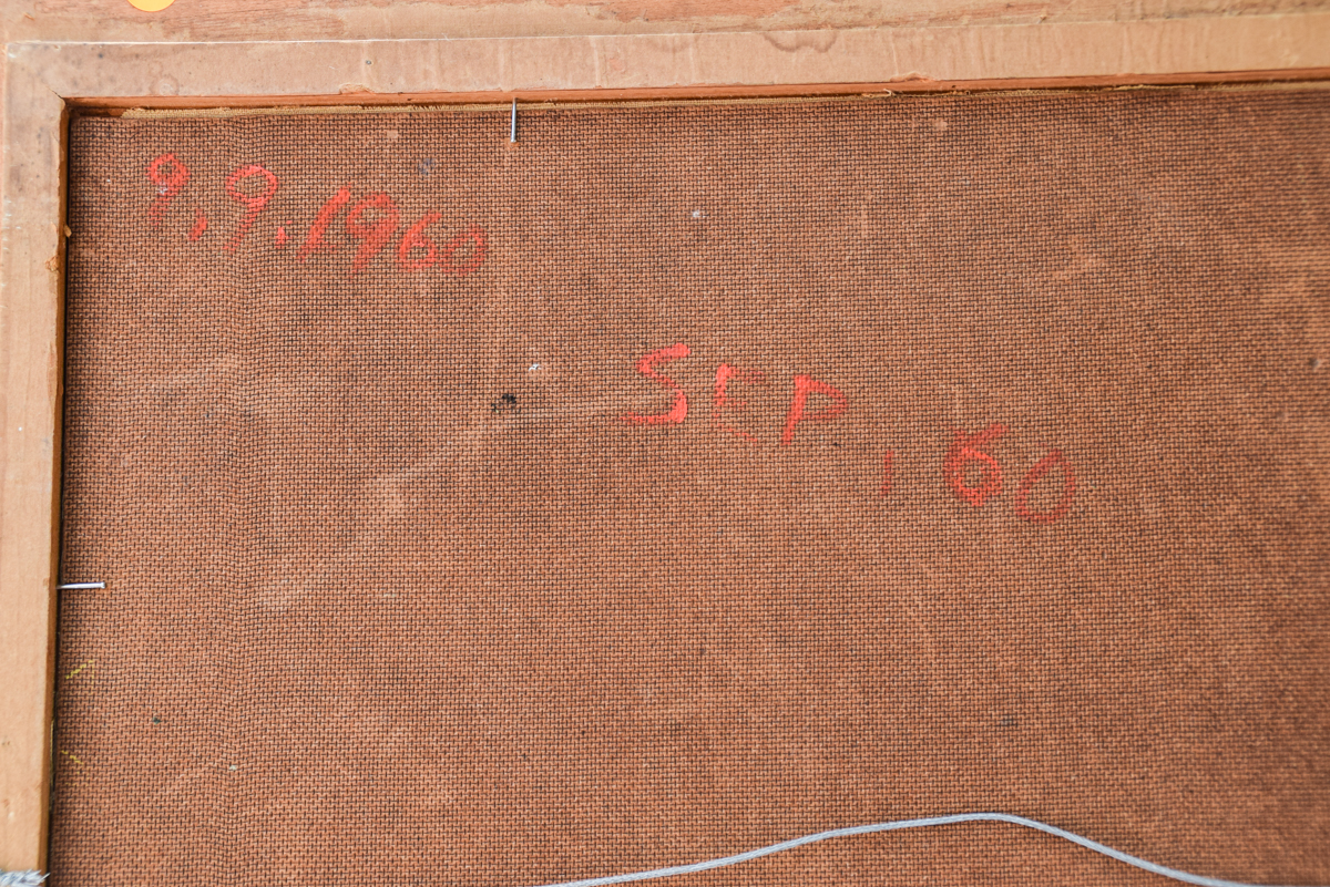 Flora Clendenin Vintage Oil Painting of an Embracing Couple