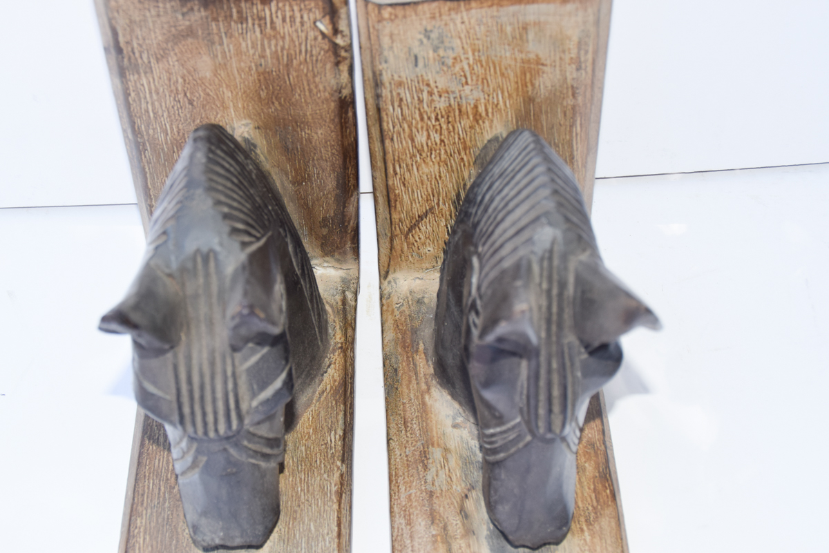 Pair of Wooden Horse Head Book Ends