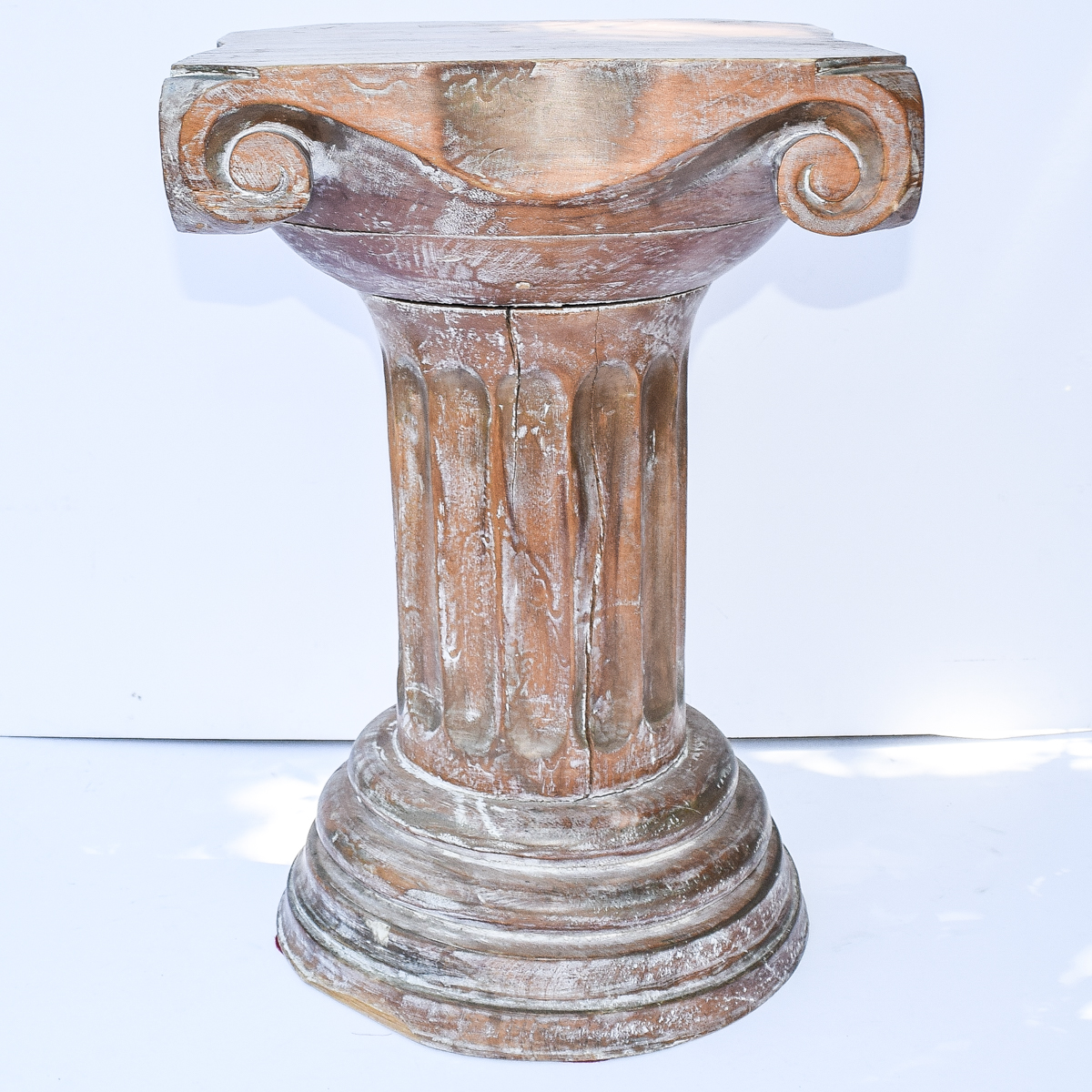 Grecian Inspired Wooden Pedestal Table