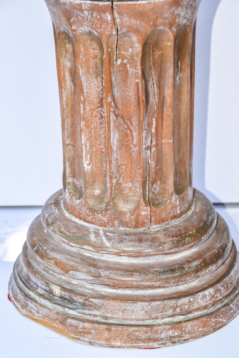 Grecian Inspired Wooden Pedestal Table