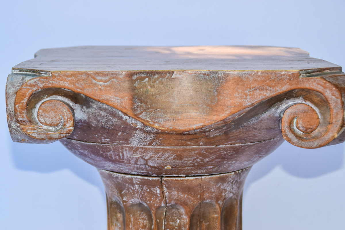 Grecian Inspired Wooden Pedestal Table