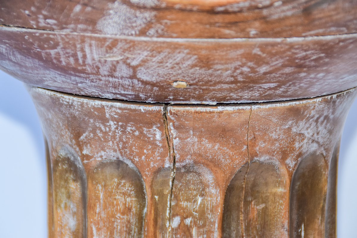 Grecian Inspired Wooden Pedestal Table