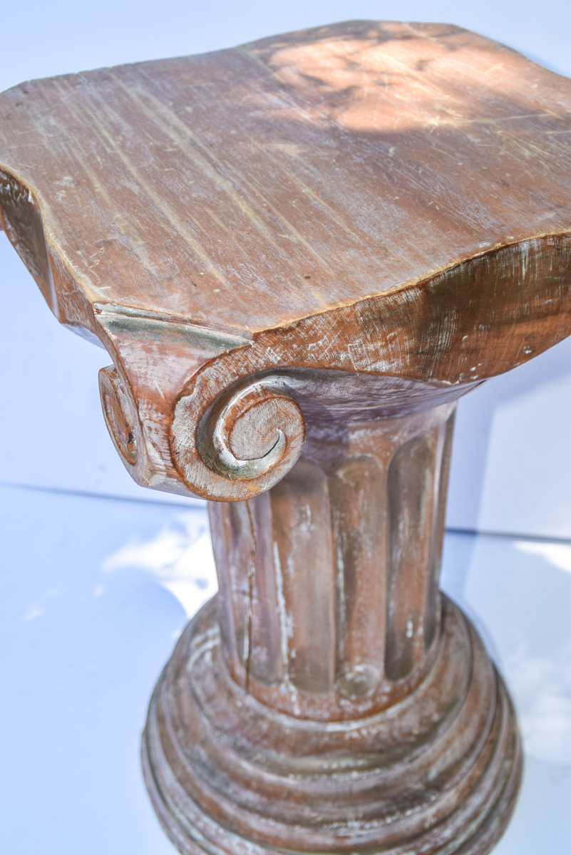 Grecian Inspired Wooden Pedestal Table