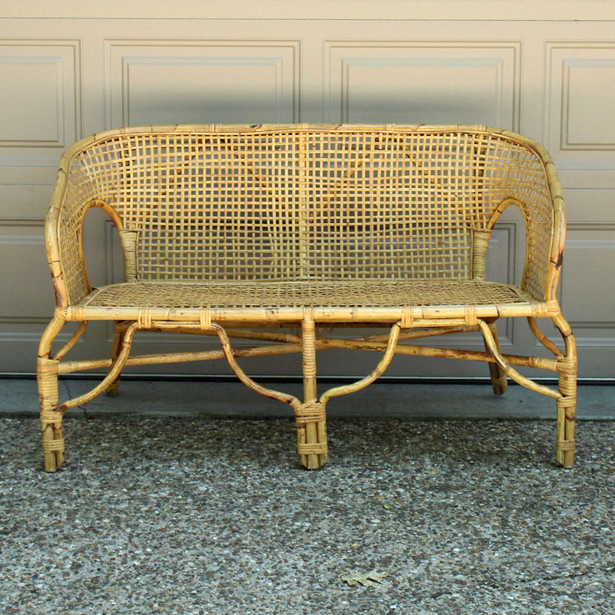 Rattan Bench EBTH   IMG 8518 