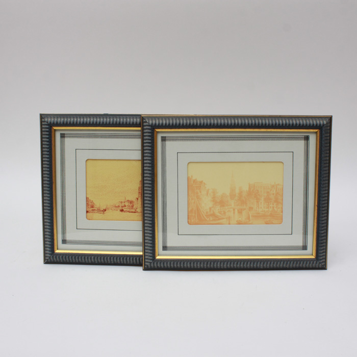 Pair of Vintage Sepia Tone Amsterdam Prints