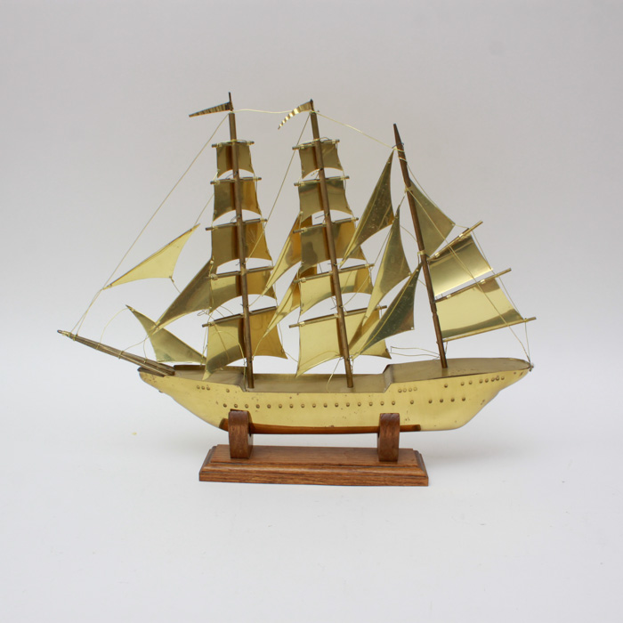 Brass Ship on Stand