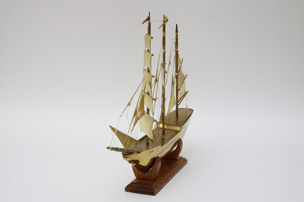 Brass Ship on Stand