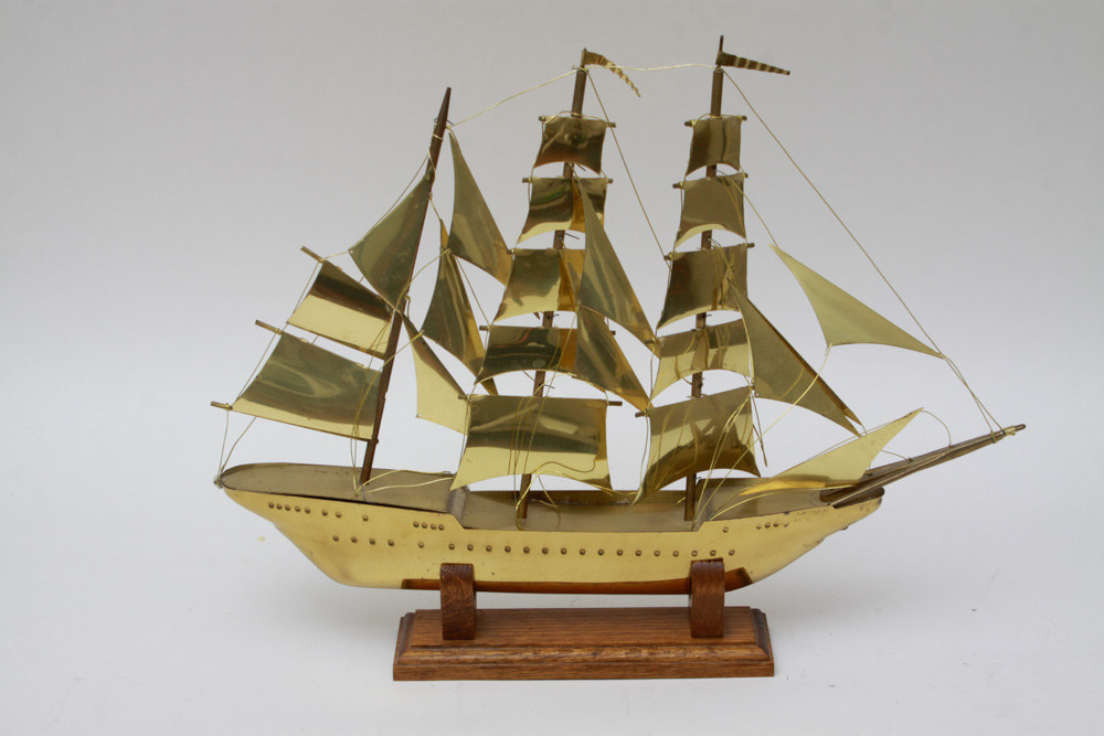Brass Ship on Stand