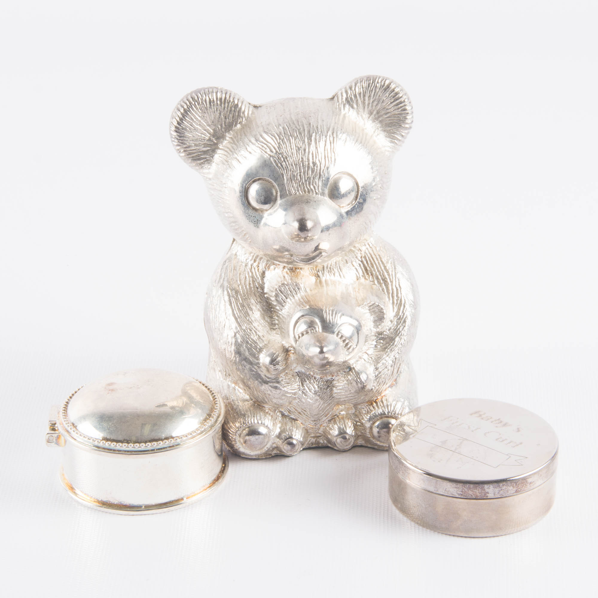 Trio of Silver Plated Nursery Decor