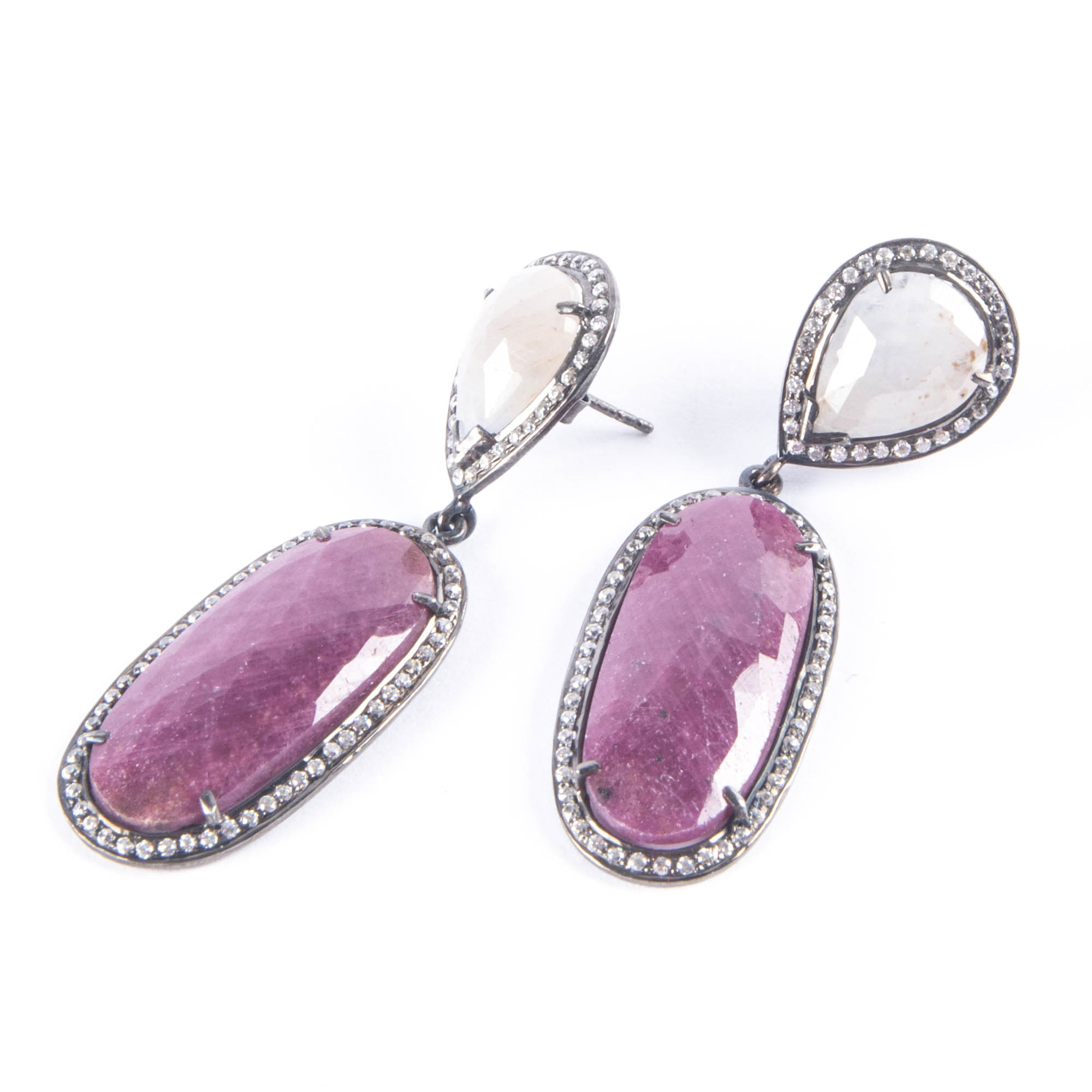 Sterling Silver White and Topaz Earrings