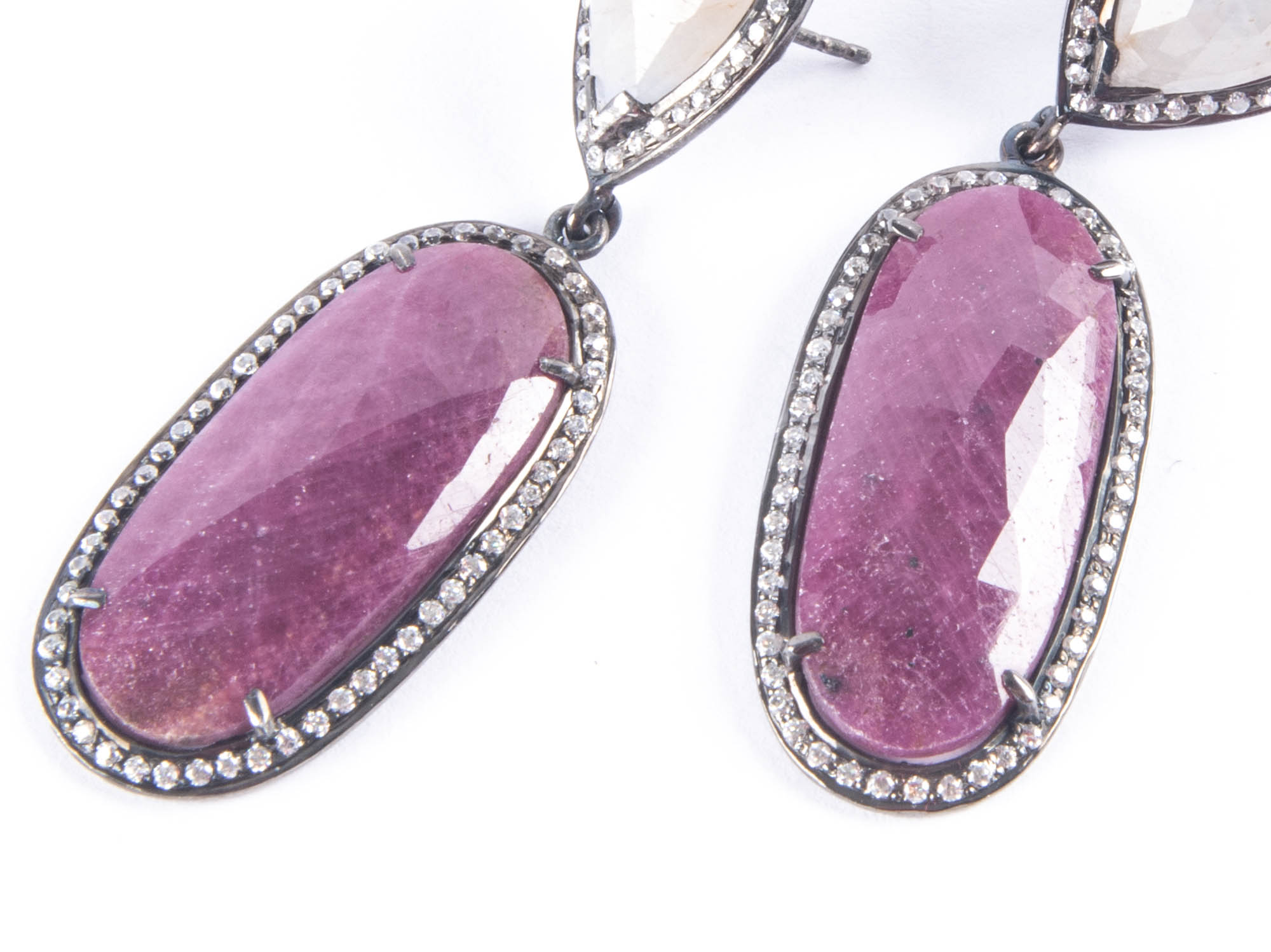 Sterling Silver White and Topaz Earrings