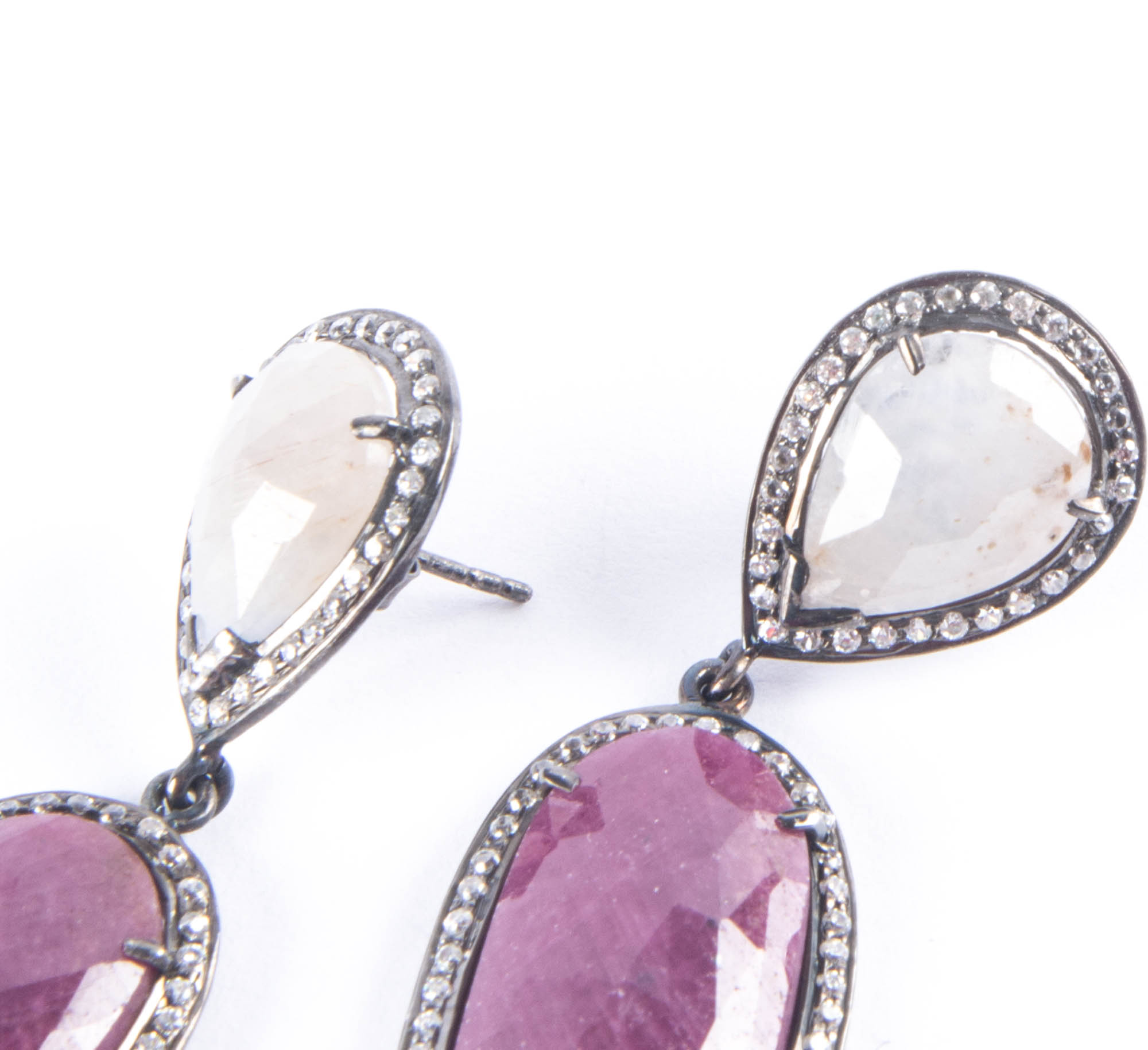 Sterling Silver White and Topaz Earrings