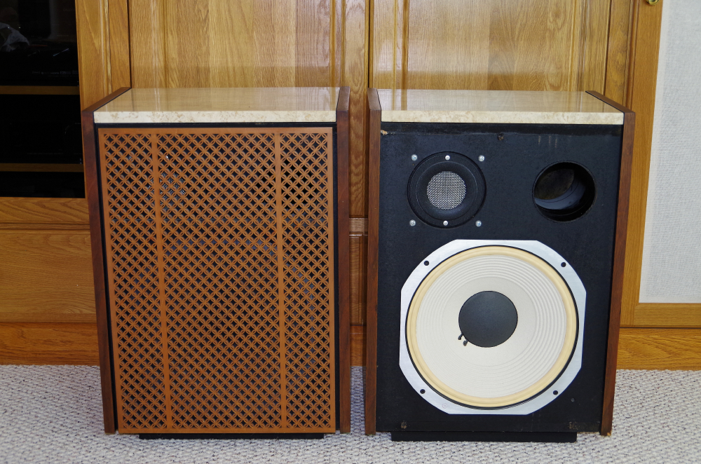 Pair of Hand-Built JBL C56 Dorian Speakers With Marble Tops
