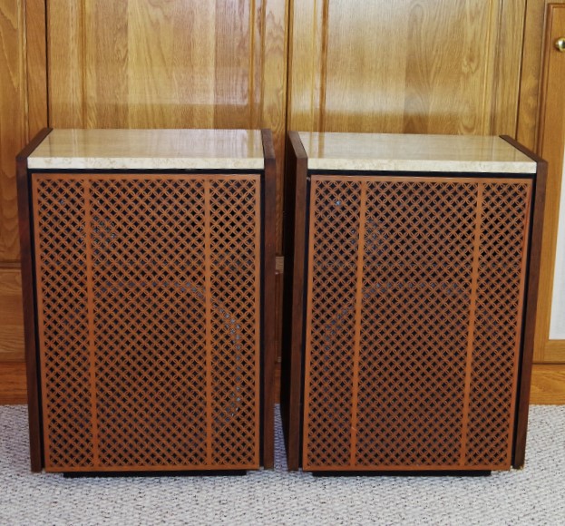 Pair of Hand-Built JBL C56 Dorian Speakers With Marble Tops