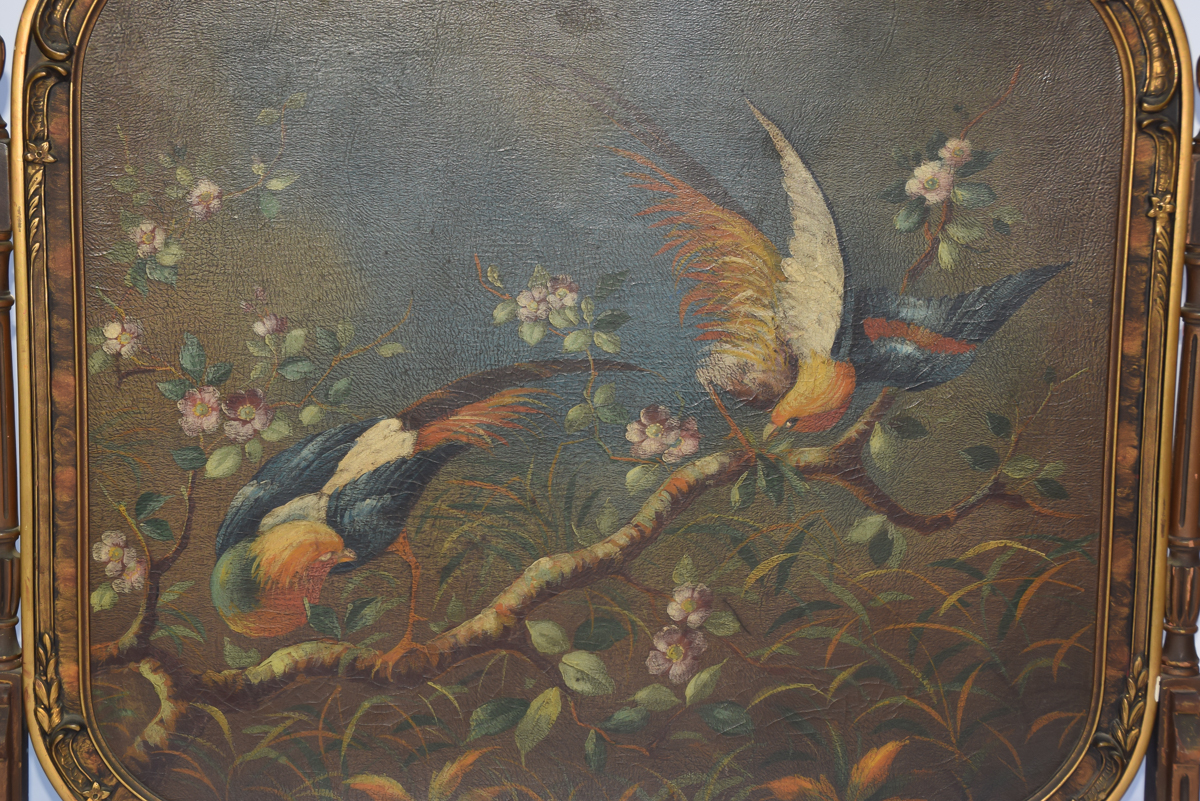 Victorian Hand Painted Fire Screen