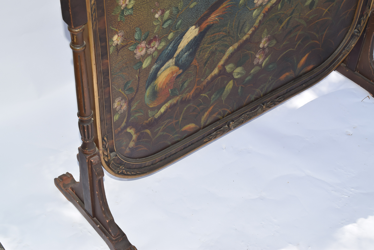 Victorian Hand Painted Fire Screen