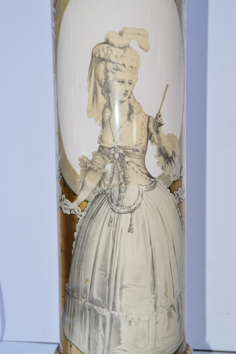 Pair of Gold-Leaf Cliche Fornasetti- Style Lamps