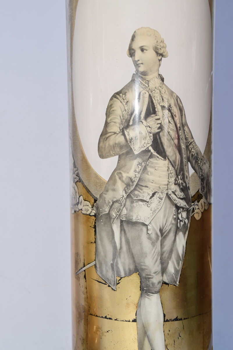 Pair of Gold-Leaf Cliche Fornasetti- Style Lamps