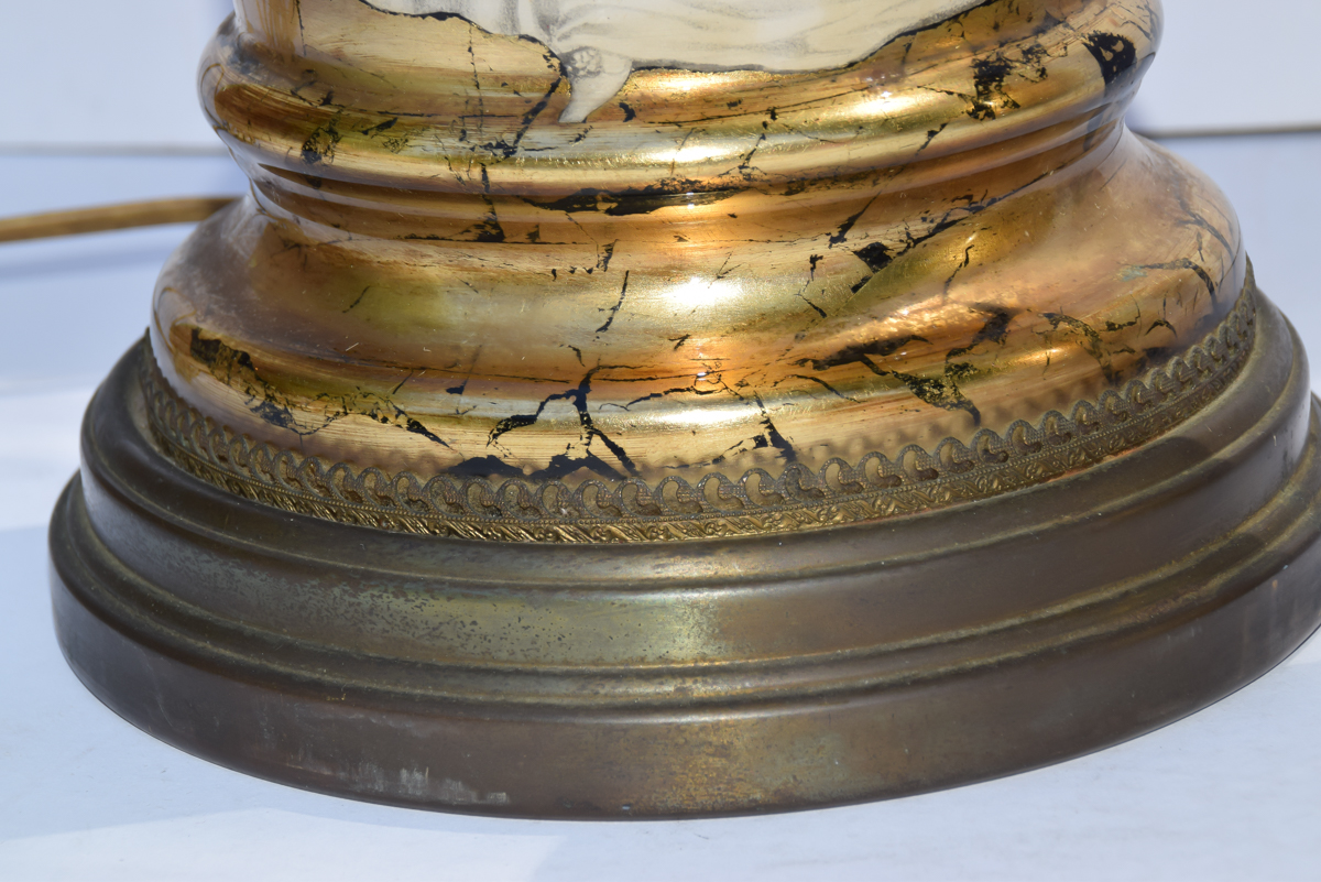 Pair of Gold-Leaf Cliche Fornasetti- Style Lamps