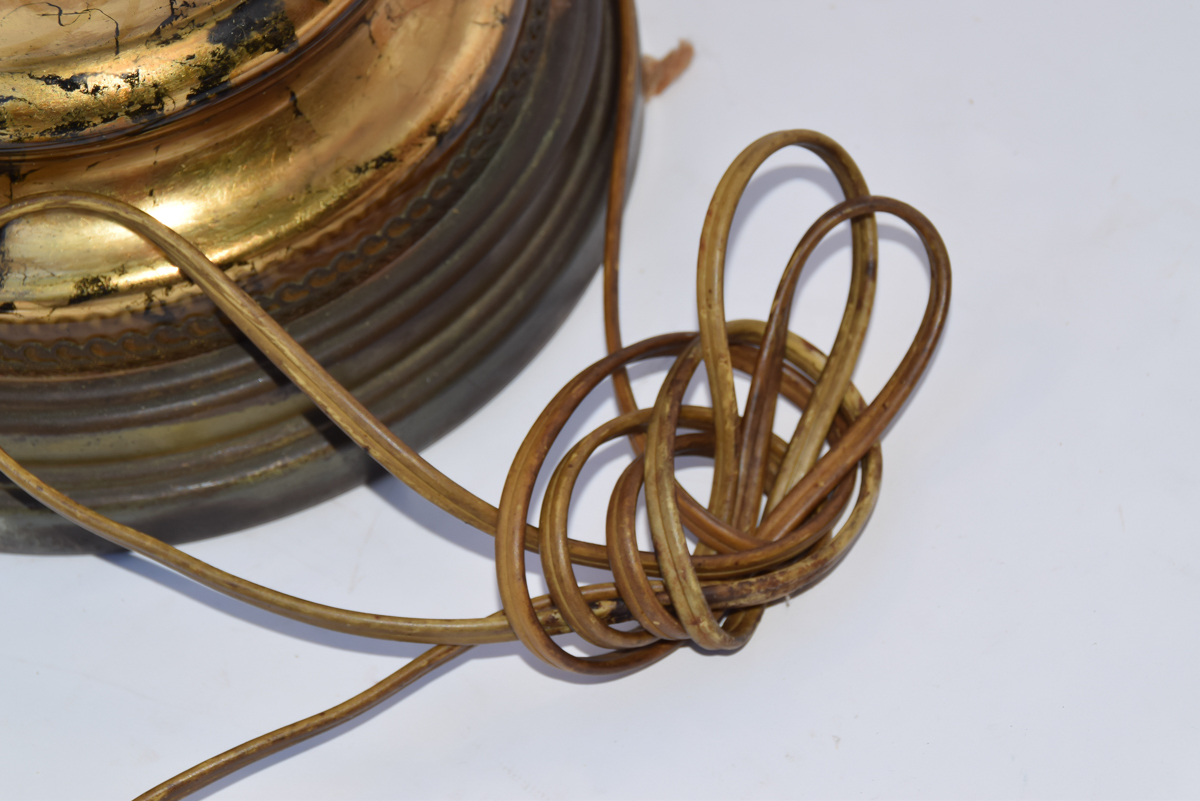 Pair of Gold-Leaf Cliche Fornasetti- Style Lamps