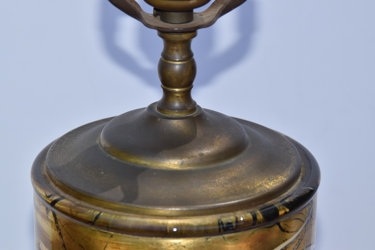 Pair of Gold-Leaf Cliche Fornasetti- Style Lamps