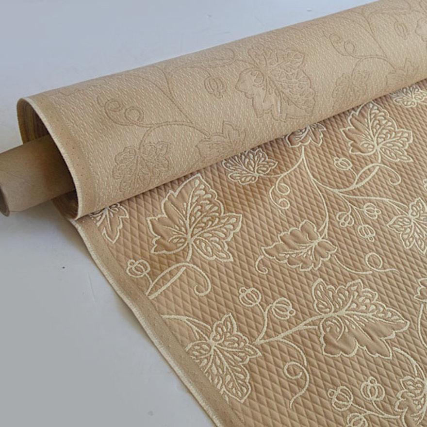 Roll of Beige and Cream Patterned Cotton Fabric