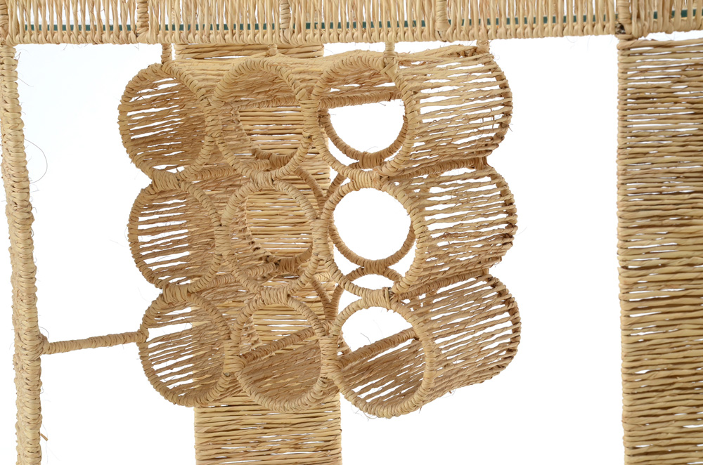 Raffia Wrapped Bar Cart