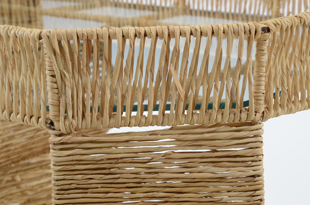 Raffia Wrapped Bar Cart