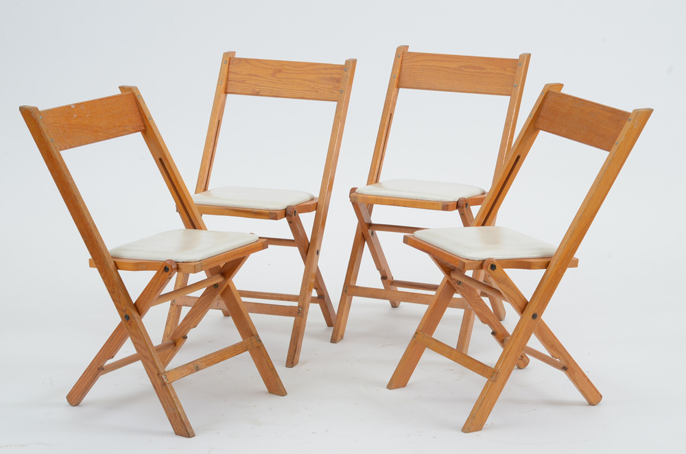 Vintage Snyder Chair Company Oak Folding Chairs