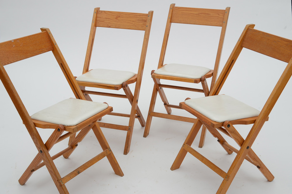 Vintage Snyder Chair Company Oak Folding Chairs