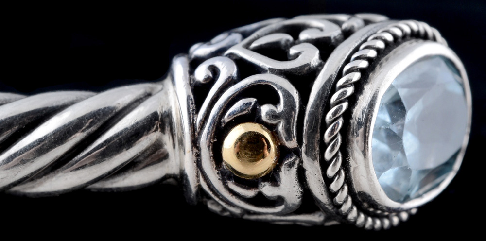 Sterling Silver Blue Topaz Hinge Bracelet